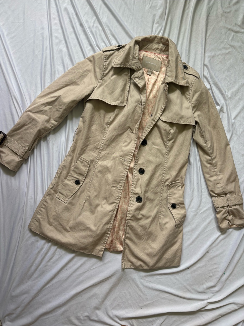 Banana Republic Beige Trench Coat with Button Front
